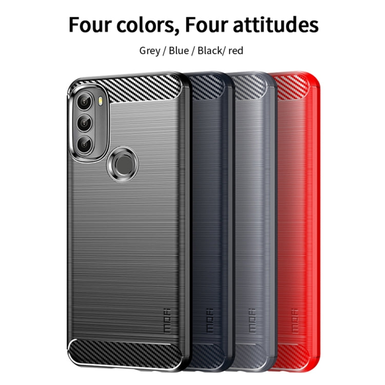 For Motorola Moto G71 5G MOFI Gentleness Brushed Carbon Fiber Soft TPU Case(Red)