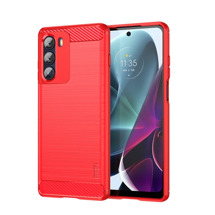 For Motorola Moto G200 5G / Edge S30 MOFI Gentleness Brushed Carbon Fiber Soft TPU Case(Red) - free shipping - PMC TechLife - Order now!