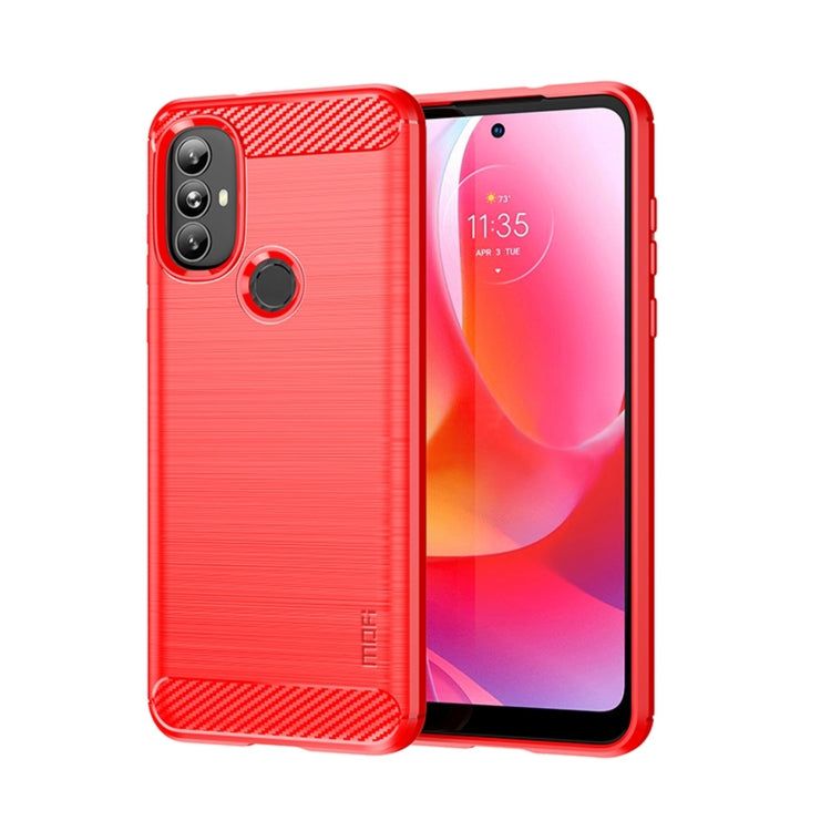 For Motorola Moto G Power 2022 MOFI Gentleness Brushed Carbon Fiber Soft TPU Case(Red) - Motorola Cases by MOFI | Online Shopping South Africa | PMC TechLife | Buy Now Pay Later Mobicred