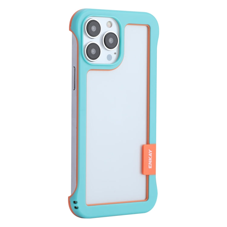 For iPhone 13 Pro Max ENKAY Frameless Hollow Shockproof PC Case (Blue) - iPhone 13 Pro Max Cases by ENKAY | Online Shopping South Africa | PMC TechLife | Buy Now Pay Later Mobicred
