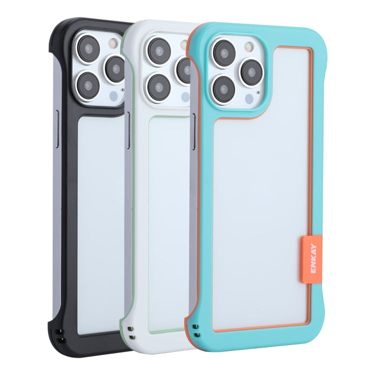 For iPhone 13 Pro Max ENKAY Frameless Hollow Shockproof PC Case (Blue)