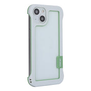 For iPhone 13 ENKAY Frameless Hollow PC Case + Glass Film(White)