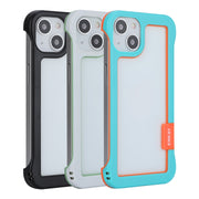 For iPhone 13 ENKAY Frameless Hollow PC Case + Glass Film(White)