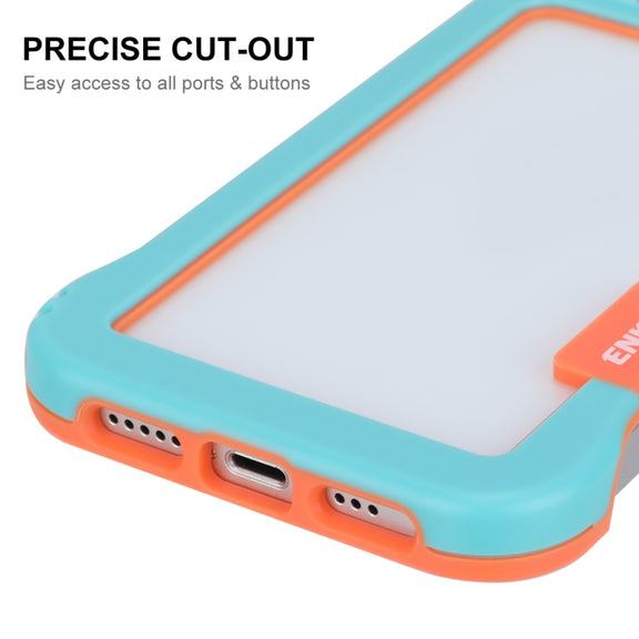For iPhone 13 ENKAY Frameless Hollow PC Case + Glass Film(White)
