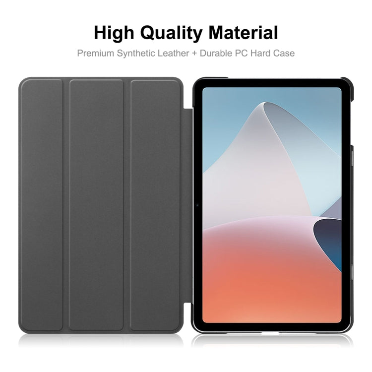 For OPPO Pad Air ENKAY Tri-fold Custer Texture Leather Smart Tablet Case(Grey) - free shipping - PMc TechLife - Order now!