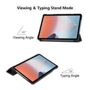 For OPPO Pad Air ENKAY Tri-fold Custer Texture Leather Smart Tablet Case(Dark Green)