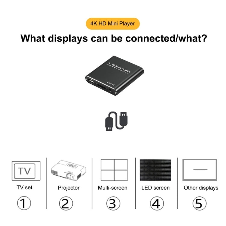 X9 HD Multimedia Player 4K Video Loop USB External Media Player AD Player(UK  Plug)