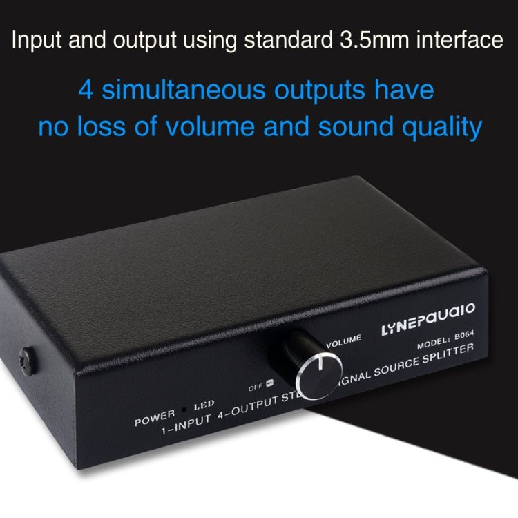 1 In 4 Out Audio Frequency Signal Splitter Distribute Device, Non Consumption, 3.5mm Interface Output -  by PMC TechLife | Online Shopping South Africa | PMC TechLife | Buy Now Pay Later Mobicred