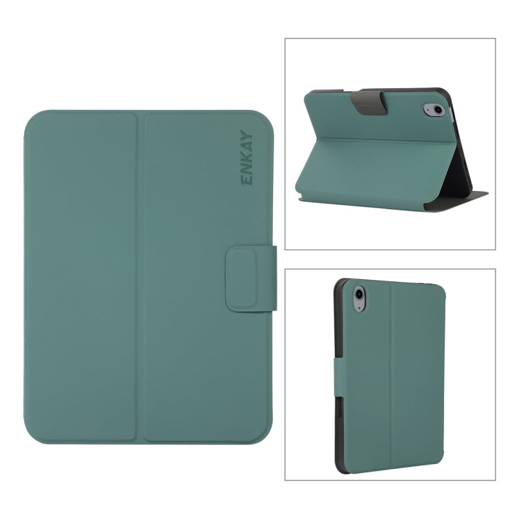 For iPad mini 2024 / mini 6 ENKAY Leather Stand Smart Tablet Case(Dark Green) - free shipping - PMc TechLife - Order now!