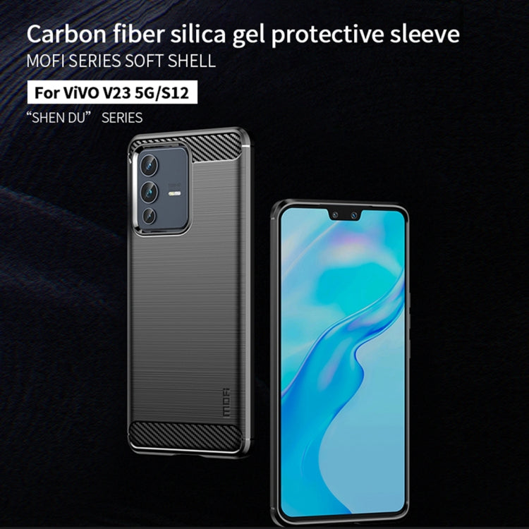 For vivo V23 5G/S12 MOFI Gentleness Series Brushed Texture Carbon Fiber Soft TPU Phone Case(Gray) - vivo Cases by MOFI | Online Shopping South Africa | PMC TechLife | Buy Now Pay Later Mobicred