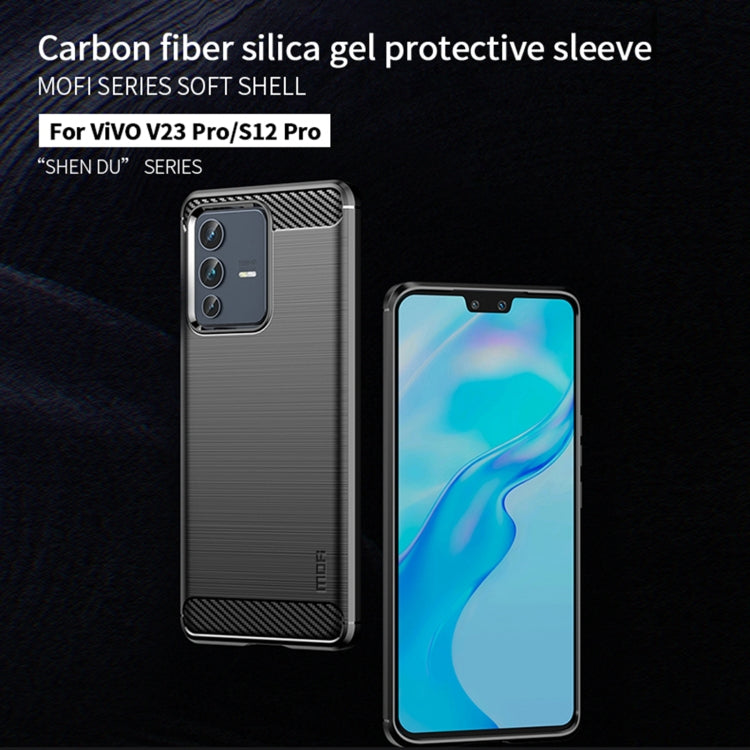 For vivo V23 Pro /S12 Pro MOFI Gentleness Series Brushed Texture Carbon Fiber Soft TPU Phone Case(Blue) - vivo Cases by MOFI | Online Shopping South Africa | PMC TechLife