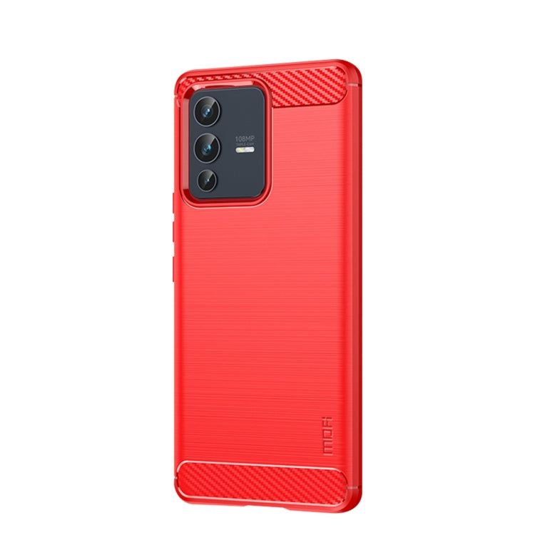 For vivo V23 Pro /S12 Pro MOFI Gentleness Series Brushed Texture Carbon Fiber Soft TPU Phone Case(Red) - vivo Cases by MOFI | Online Shopping South Africa | PMC TechLife