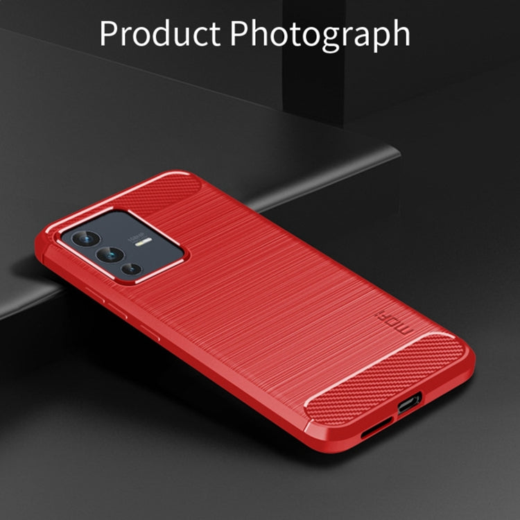 For vivo V23 Pro /S12 Pro MOFI Gentleness Series Brushed Texture Carbon Fiber Soft TPU Phone Case(Red) - vivo Cases by MOFI | Online Shopping South Africa | PMC TechLife