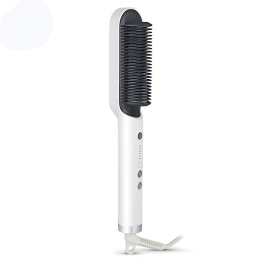 K-SKIN KD380 Hair Straightener Electric Straight Hair Curler Comb Brush PTC Heating Ceramic Straight Hair Brush, EU Plug(White) - free shipping - PMC Jewellery - Order now!