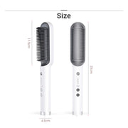 K-SKIN KD380 Hair Straightener Electric Straight Hair Curler Comb Brush PTC Heating Ceramic Straight Hair Brush, EU Plug(White)