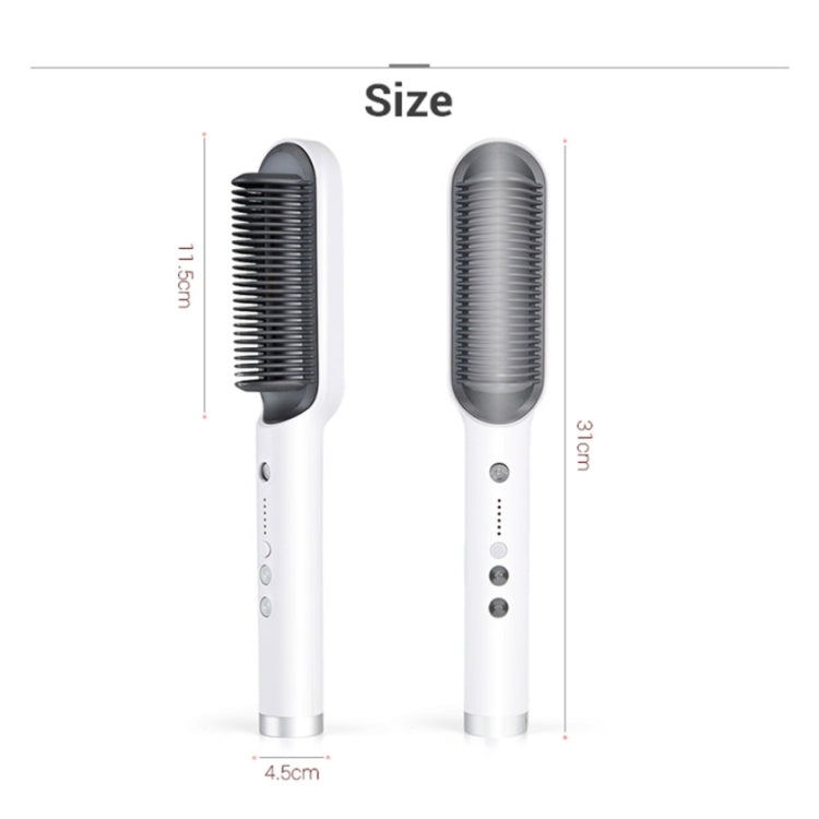 K-SKIN KD380 Hair Straightener Electric Straight Hair Curler Comb Brush PTC Heating Ceramic Straight Hair Brush, EU Plug(White)