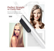 K-SKIN KD380 Hair Straightener Electric Straight Hair Curler Comb Brush PTC Heating Ceramic Straight Hair Brush, EU Plug(White)