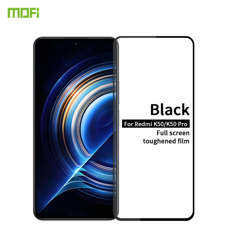 For Xiaomi Redmi K50 / K50 Pro MOFI 9H 2.5D Full Screen Tempered Glass Film(Black) -  by MOFI | Online Shopping South Africa | PMC TechLife | Buy Now Pay Later Mobicred