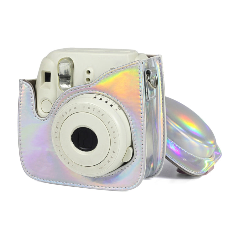 Aurora Oil Paint Full Body Camera PU Leather Case Bag with Strap for FUJIFILM instax mini 9 / mini 8+ / mini 8(Silver) - Leather Bag by PMC TechLife | Online Shopping South Africa | PMC TechLife | Buy Now Pay Later Mobicred