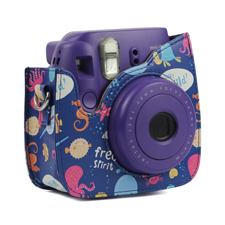Ocean World Pattern Full Body Camera PU Leather Case Bag with Strap for FUJIFILM instax mini 9 / mini 8+ / mini 8 - Leather Bag by PMC TechLife | Online Shopping South Africa | PMC TechLife | Buy Now Pay Later Mobicred