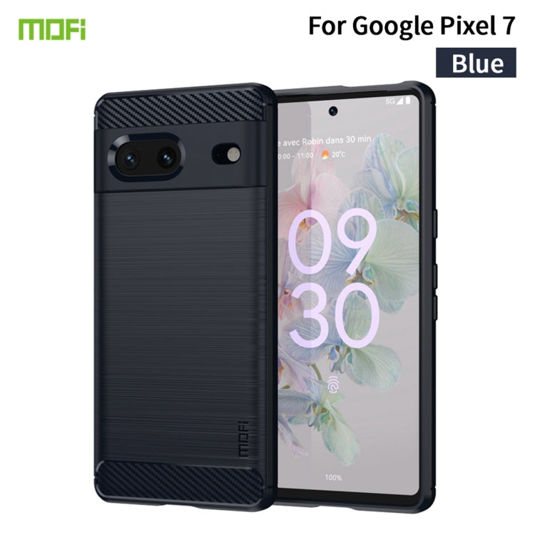For Google pixel 7 5G MOFI Gentleness Series Brushed Texture Carbon Fiber TPU Phone Case(Blue) - free shipping - PMC TechLife - Order now!