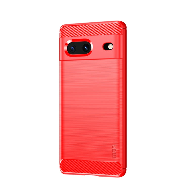 For Google pixel 7 5G MOFI Gentleness Series Brushed Texture Carbon Fiber TPU Phone Case(Red) - free shipping - PMC TechLife - Order now!