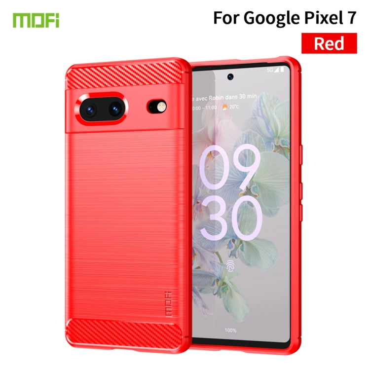 For Google pixel 7 5G MOFI Gentleness Series Brushed Texture Carbon Fiber TPU Phone Case(Red) - free shipping - PMC TechLife - Order now!