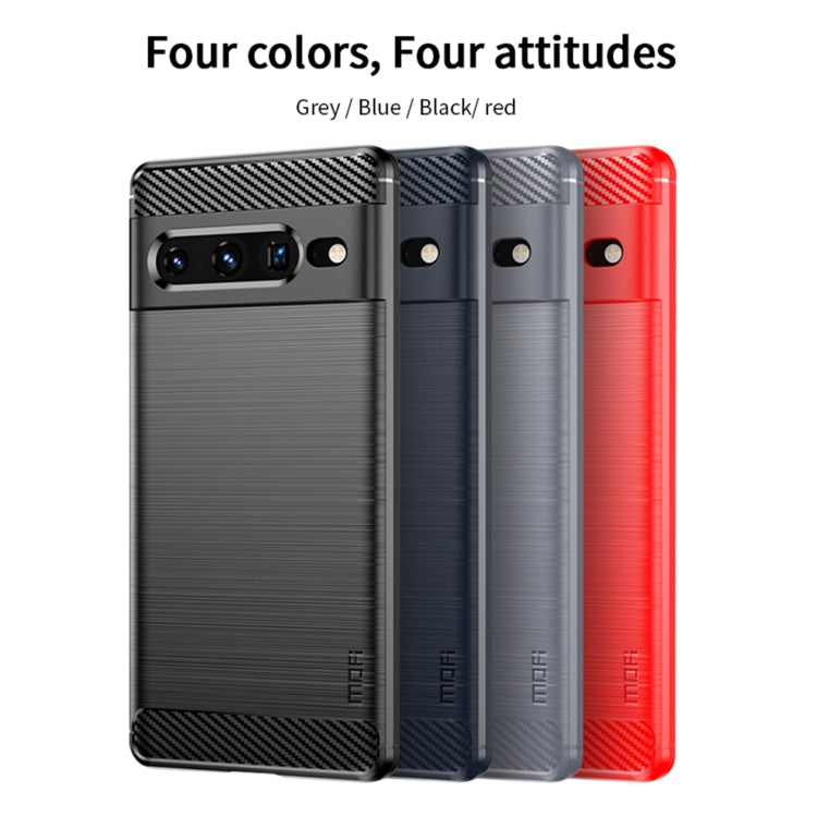 For Google pixel 7 Pro 5G MOFI Gentleness Series Brushed Texture Carbon Fiber TPU Phone Case(Red) - Google Cases by MOFI | Online Shopping South Africa | PMC TechLife | Buy Now Pay Later Mobicred
