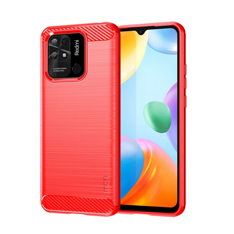 For Xiaomi Redmi 10C MOFI Gentleness Brushed Carbon Fiber Soft TPU Case(Red) - Xiaomi Cases by MOFI | Online Shopping South Africa | PMC TechLife