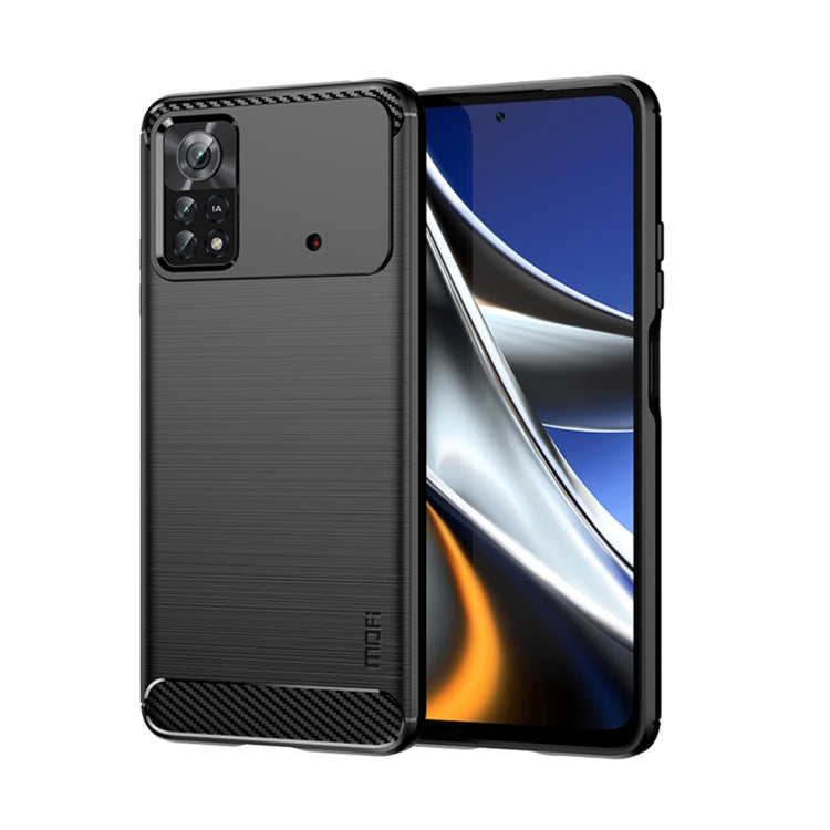 For Xiaomi Poco X4 Pro 5G MOFI Gentleness Brushed Carbon Fiber Soft TPU Case(Black) - Xiaomi Cases by MOFI | Online Shopping South Africa | PMC TechLife | Buy Now Pay Later Mobicred
