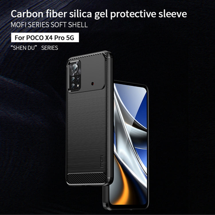 For Xiaomi Poco X4 Pro 5G MOFI Gentleness Brushed Carbon Fiber Soft TPU Case(Blue) - Xiaomi Cases by MOFI | Online Shopping South Africa | PMC TechLife | Buy Now Pay Later Mobicred