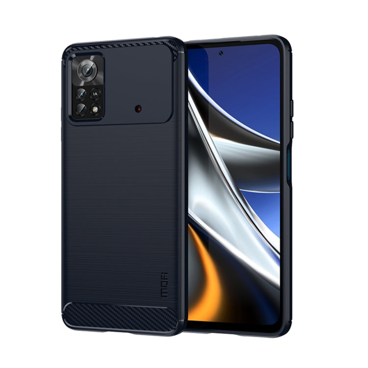 For Xiaomi Poco X4 Pro 5G MOFI Gentleness Brushed Carbon Fiber Soft TPU Case(Blue) - Xiaomi Cases by MOFI | Online Shopping South Africa | PMC TechLife | Buy Now Pay Later Mobicred