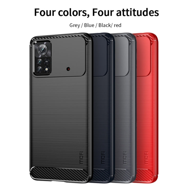 For Xiaomi Poco X4 Pro 5G MOFI Gentleness Brushed Carbon Fiber Soft TPU Case(Red) - Xiaomi Cases by MOFI | Online Shopping South Africa | PMC TechLife | Buy Now Pay Later Mobicred