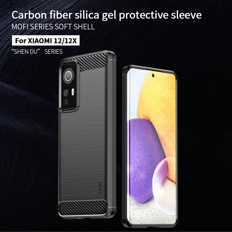 For Xiaomi 12 / 12X MOFI Gentleness Brushed Carbon Fiber Soft TPU Case(Black) - Xiaomi Cases by MOFI | Online Shopping South Africa | PMC TechLife | Buy Now Pay Later Mobicred