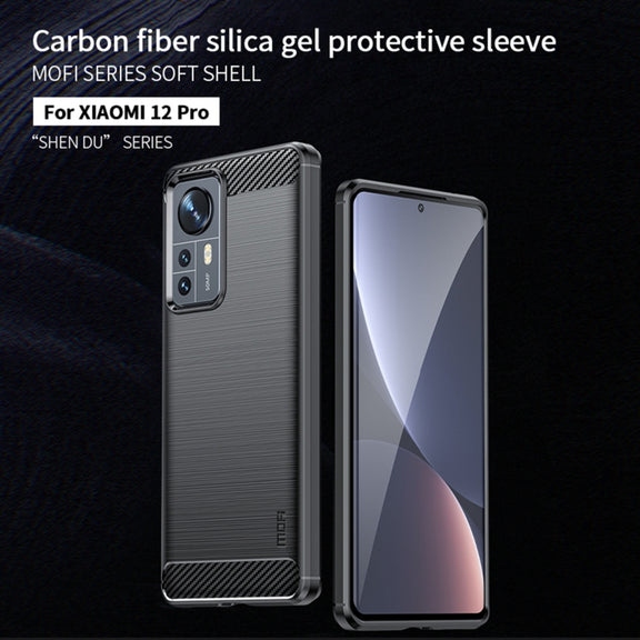 For Xiaomi 12 Pro MOFI Gentleness Brushed Carbon Fiber Soft TPU Case(Gray)