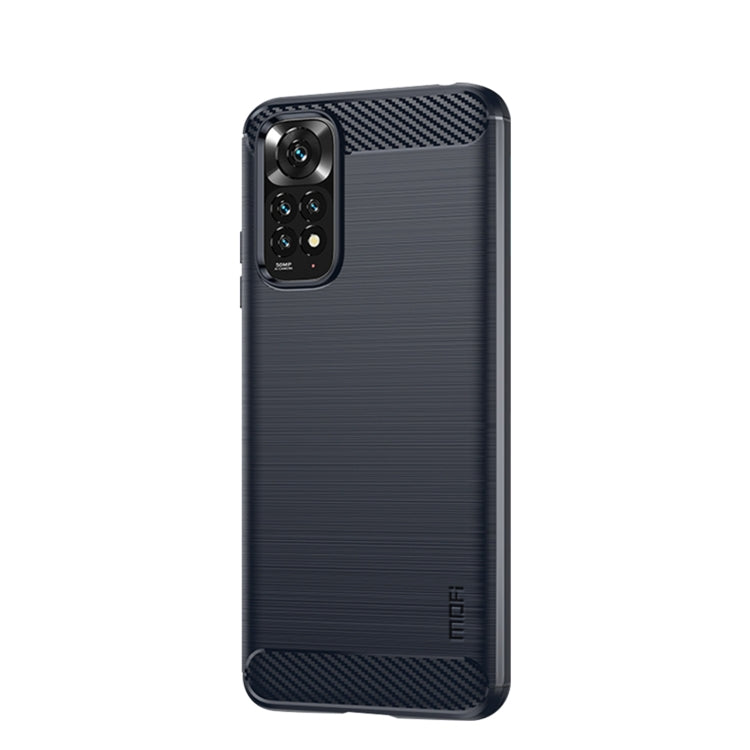 For Xiaomi Redmi Note 11 4G Global / Note 11S 4G MOFI Gentleness Brushed Carbon Fiber TPU Case(Blue)