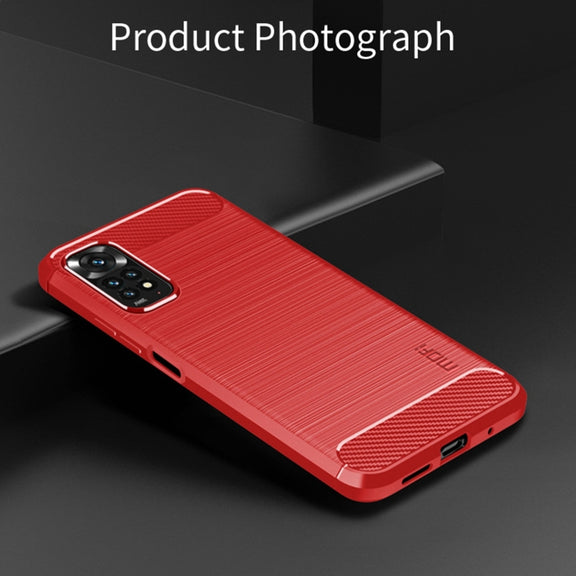 For Xiaomi Redmi Note 11 4G Global / Note 11S 4G MOFI Gentleness Brushed Carbon Fiber TPU Case(Red)