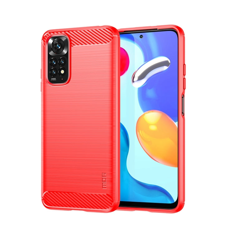 For Xiaomi Redmi Note 11 4G Global / Note 11S 4G MOFI Gentleness Brushed Carbon Fiber TPU Case(Red) - Xiaomi Cases by MOFI | Online Shopping South Africa | PMC TechLife | Buy Now Pay Later Mobicred