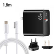 PD-65W USB-C / Type-C + QC3. 0 USB Laptop Charging Adapter + 1.8m USB-C / Type-C to MagSafe 1 / L Head Data Cable, EU Plug / US Plug(Black) - Cable & Adapter by PMC Jewellery | Online Shopping South Africa | PMC Jewellery | Buy Now Pay Later Mobicred