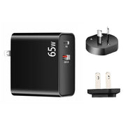 PD-65W USB-C / Type-C + QC3. 0 USB Laptop Charging Adapter + 1.8m USB-C / Type-C to MagSafe 1 / L Head Data Cable, AU Plug / US Plug(Black)