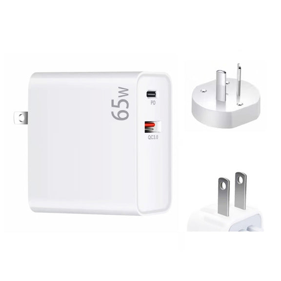 PD-65W USB-C / Type-C + QC3. 0 USB Laptop Charging Adapter + 1.8m USB-C / Type-C to MagSafe 1 / L Head Data Cable, AU Plug / US Plug(White)
