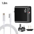 PD-65W USB-C / Type-C + QC3. 0 USB Laptop Charging Adapter + 1.8m USB-C / Type-C to MagSafe 1 / L Head Data Cable, UK Plug / US Plug(Black) - Cable & Adapter by PMC Jewellery | Online Shopping South Africa | PMC Jewellery | Buy Now Pay Later Mobicred