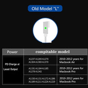 PD-65W USB-C / Type-C + QC3. 0 USB Laptop Charging Adapter + 1.8m USB-C / Type-C to MagSafe 1 / L Head Data Cable, UK Plug / US Plug(White)