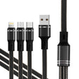 XJ-76 40W 5A 3 in 1 USB to 8 Pin + Type-C + Micro USB Super Flash Charging Cable, Length: 1.18m(Black) - Multifunction Cable by PMC TechLife | Online Shopping South Africa | PMC TechLife | Buy Now Pay Later Mobicred