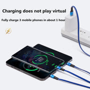 XJ-76 40W 5A 3 in 1 USB to 8 Pin + Type-C + Micro USB Super Flash Charging Cable, Length: 1.18m(Colour)