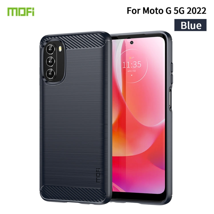 For Motorola Moto G 5G 2022 MOFI Gentleness Series Brushed Texture Carbon Fiber TPU Phone Case(Blue) - Motorola Cases by MOFI | Online Shopping South Africa | PMC TechLife | Buy Now Pay Later Mobicred