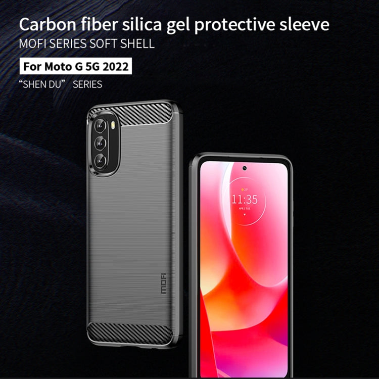 For Motorola Moto G 5G 2022 MOFI Gentleness Series Brushed Texture Carbon Fiber TPU Phone Case(Blue) - Motorola Cases by MOFI | Online Shopping South Africa | PMC TechLife | Buy Now Pay Later Mobicred