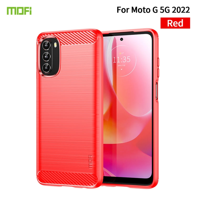 For Motorola Moto G 5G 2022 MOFI Gentleness Series Brushed Texture Carbon Fiber TPU Phone Case(Red) - Motorola Cases by MOFI | Online Shopping South Africa | PMC TechLife | Buy Now Pay Later Mobicred