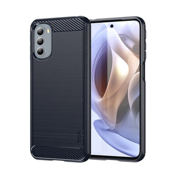 For Motorola Moto G31/G41 MOFI Gentleness Series Brushed Texture Carbon Fiber TPU Phone Case(Blue) - Motorola Cases by MOFI | Online Shopping South Africa | PMC TechLife | Buy Now Pay Later Mobicred