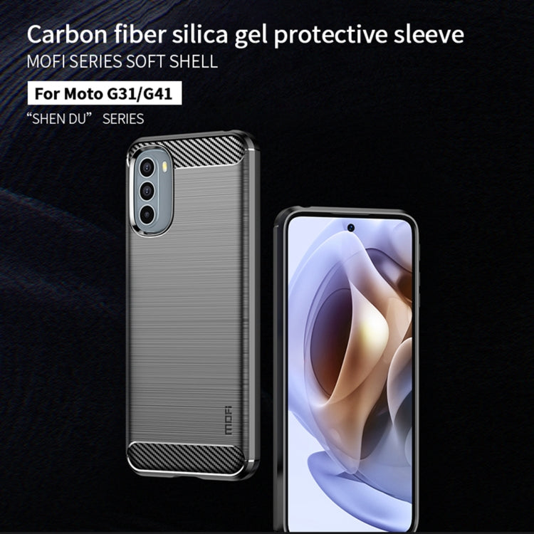 For Motorola Moto G31/G41 MOFI Gentleness Series Brushed Texture Carbon Fiber TPU Phone Case(Red) - Motorola Cases by MOFI | Online Shopping South Africa | PMC TechLife